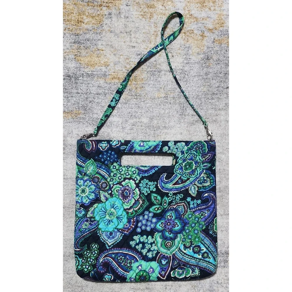 Vera Bradley Women's Holiday Tote Blue Rhapsody Square Shoulder Handle Strap Bag